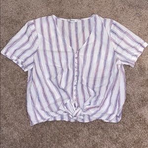 Madewell Linen Blend Front Tie Top (L)
